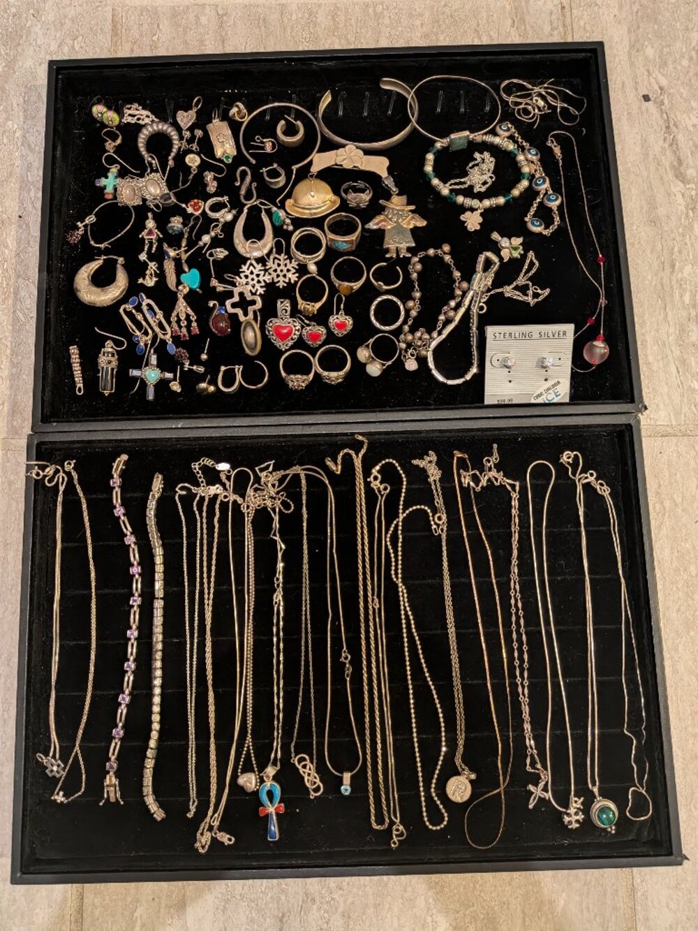 Vintage Sterling Silver 925 Jewelry Lot 334 Grams Bracelet Rings Wear or Scrap